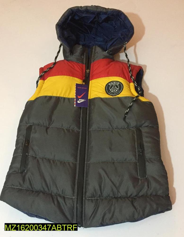 Boy's Quilted Parachute Sleeveless Jacket – Warm Stitched Winter Vest (1 Pc)